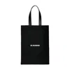Jil Sander Black Tote Bag With Logo Print In Canvas Woman In Black