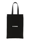 Jil Sander Black Linen And Cotton Canvas Medium Tote Bag In Black