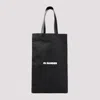 Jil Sander Black Tote Bag With Logo Print In Canvas Woman In Black