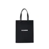 Jil Sander Logo Print Cotton-linen Blend Tote Bag In Black