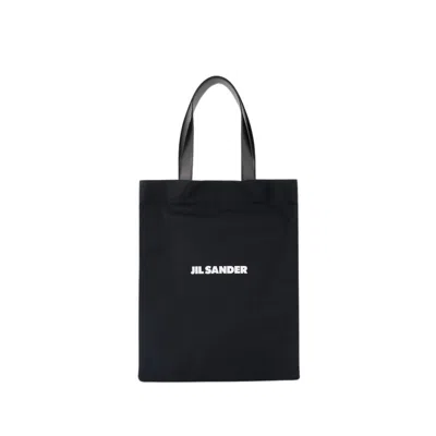 JIL SANDER JIL SANDER BOOK TOTE SHOPPER BAG - COTTON - BLACK