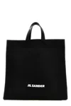 Jil Sander Black Canvas Shopping Bag In Black