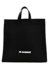 Jil Sander Black Canvas Shopping Bag In Black
