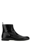 Jil Sander Leather Ankle Boots Flat Sole Pull Tab In Black