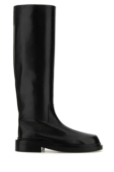 Jil Sander Black Leather Boots In Multi