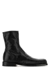 Jil Sander Men Black Leather Ankle Boots In Black