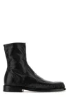 Jil Sander Men Black Leather Ankle Boots In Black