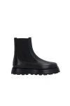 Jil Sander Square-toe Leather Ankle Boots In Black
