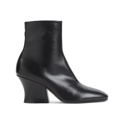 Jil Sander Block-heel Leather Ankle Boots In Black
