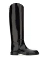 Jil Sander Asymmetric Leather Boots In Black