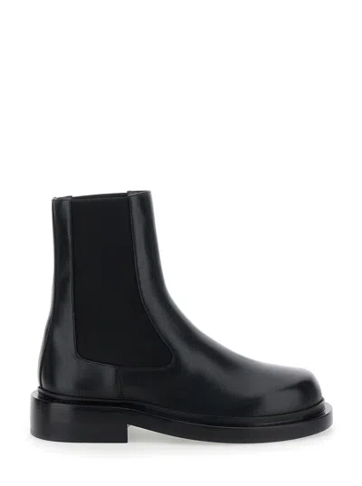 Jil Sander Black Boots With Elastic Side Pannels In Leather Woman