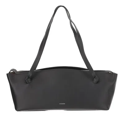 Jil Sander Bordeaux Leather Shoulder Bag In Black