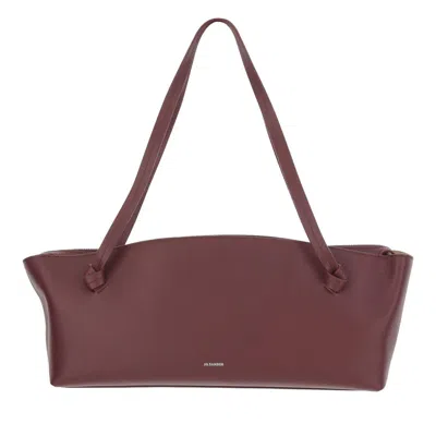 JIL SANDER BORDEAUX LEATHER SHOULDER BAG