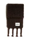 Jil Sander Bordeaux Mohair Blend Scarf With Fringed Tassels In Brown