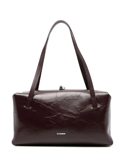JIL SANDER BORDEAUX SMALL 'GOJI' LEATHER SHOULDER BAG