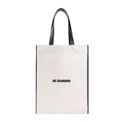 Jil Sander Border Book Tote Bag In White
