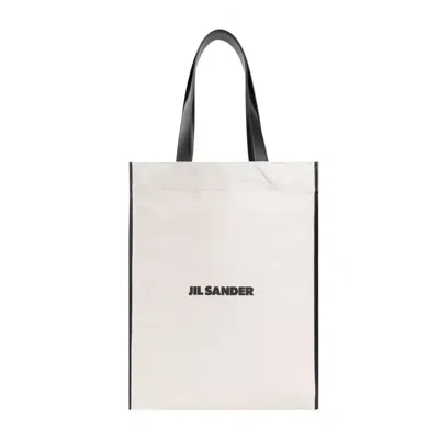Jil Sander Border Book Tote Bag In Beige