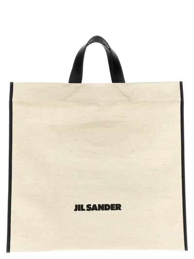 Jil Sander Square Border Tote Bag In White