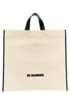 Jil Sander Square Border Tote Bag In White/black