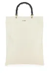 Jil Sander Ivory Leather Medium Shopping Bag In White
