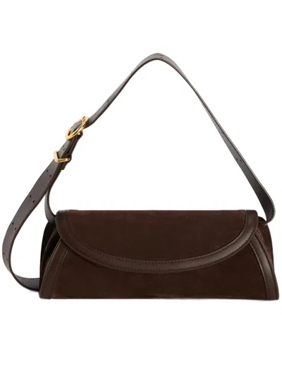 Jil Sander Suede Shoulder Bag Adjustable Strap Gold Hardware In Brown