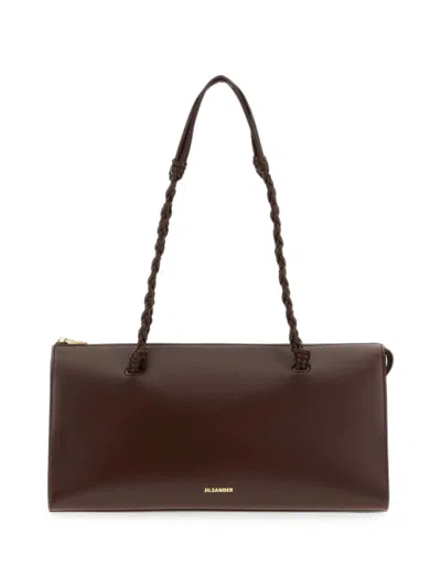 Jil Sander Shoulder Tote Bag Braided Handles Rectangular In Brown