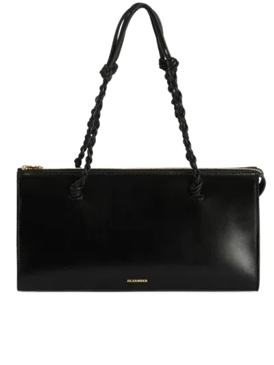 Jil Sander Borsa A Spalla Rectangular Braided Tote In Black