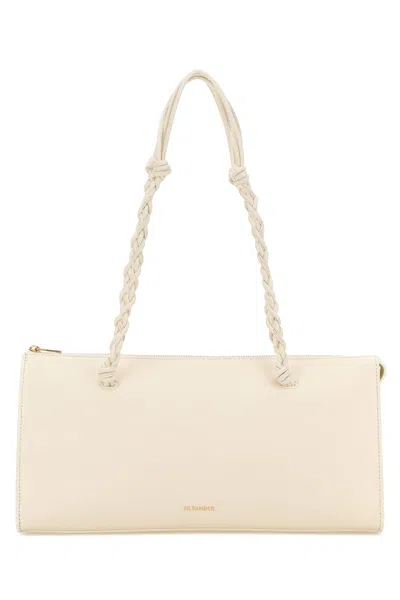 Jil Sander Ivory Leather Tangle Tent Shoulder Bag In Red