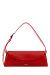 Jil Sander Red Leather Small Cannolo Crossbody Bag In Red