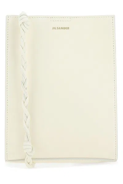 Jil Sander Woman Ivory Leather Small Tangle Shoulder Bag In White