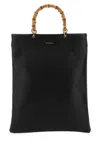 Jil Sander Bamboo-handled Leather Tote Bag In Black