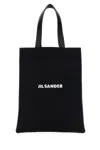 Jil Sander Logo Print Cotton-linen Blend Tote Bag