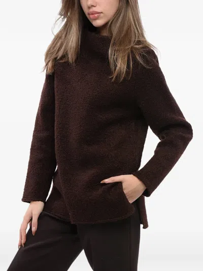 Jil Sander Bouclé Boat-neck Sweater In Brown