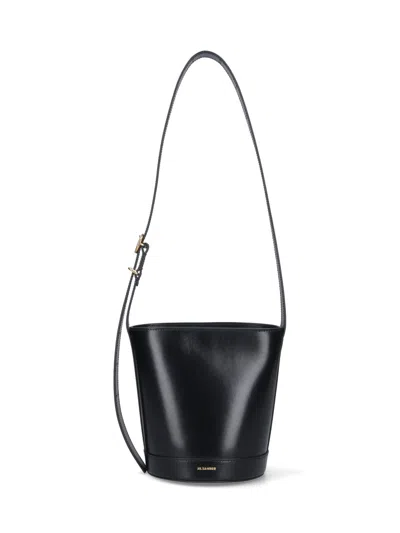 Jil Sander Bovine Leather Crossbody Bag With Leather Lining In Black