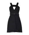 Jil Sander Bow-detailed Cutout Satin-trimmed Wool Mini Dress In Black