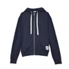 Jil Sander Boxy Cotton Sweatshirt With Adjustable Hood In Blue