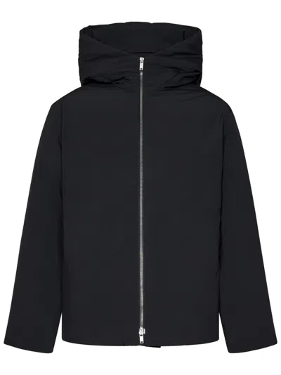 JIL SANDER JIL SANDER BOXY FIT BLACK HOODED DOWN JACKET