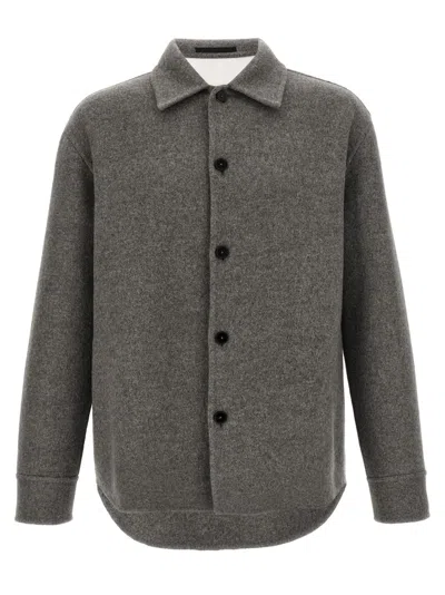 JIL SANDER JIL SANDER BOXY FIT GREY WOOL OVERSHIRT