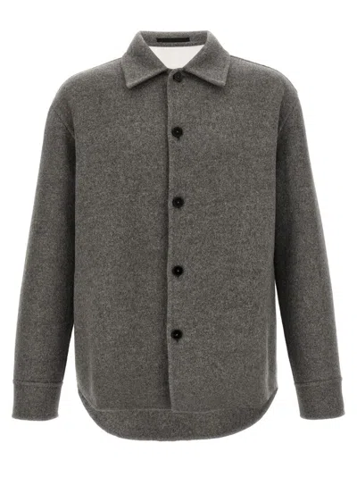 JIL SANDER BOXY FIT GREY WOOL OVERSHIRT
