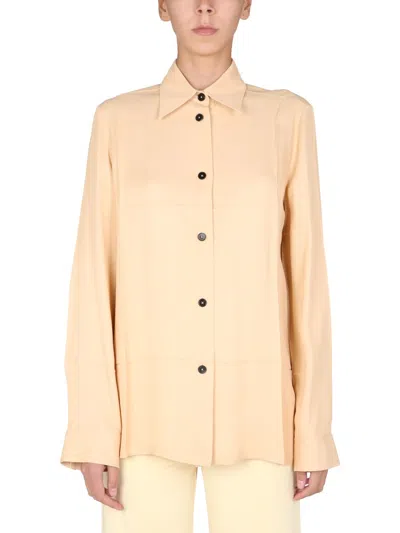 Jil Sander Boxy Fit Shirt With Pointed Collar In Brown