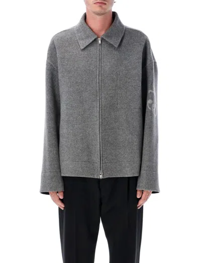 Jil Sander Boxy Fit Wool Jacket With Zip Fastening In Gray