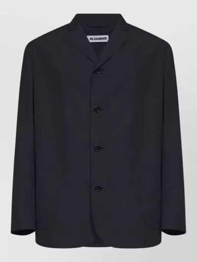 Jil Sander Boxy Lapel Collar Waterproof Sport Coat In Black