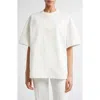 Jil Sander White Crewneck T-shirt With Tonal Logo Print On The Front In Porcelain