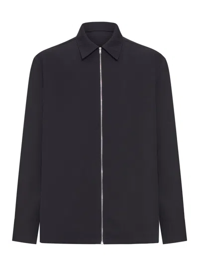 Jil Sander Boxy Shirt With Zip In Blue