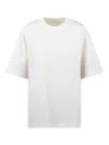 Jil Sander White Crewneck T-shirt With Tonal Logo Print On The Front In Beige