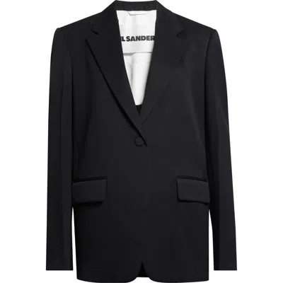Jil Sander Boxy Tailored Wool Jacket In Black