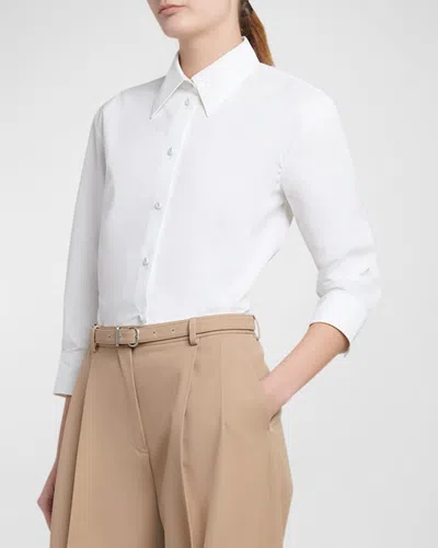 Jil Sander Bracelet-sleeve Collared Shirt In Optic Whit