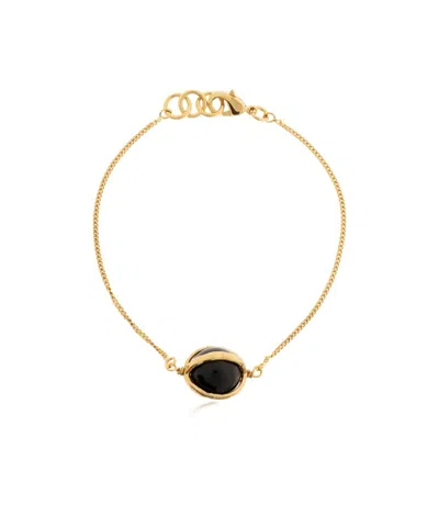 Jil Sander Stone-pendant Curb-chain Bracelet In Gold