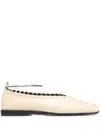 Jil Sander Cream Whipstitched Leather Flats In White
