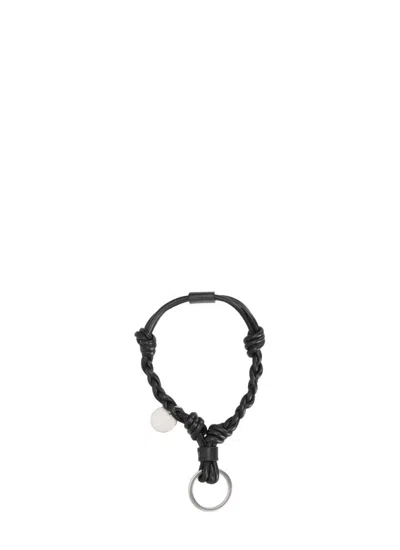 Jil Sander Braided Blacktangle Keychain In White
